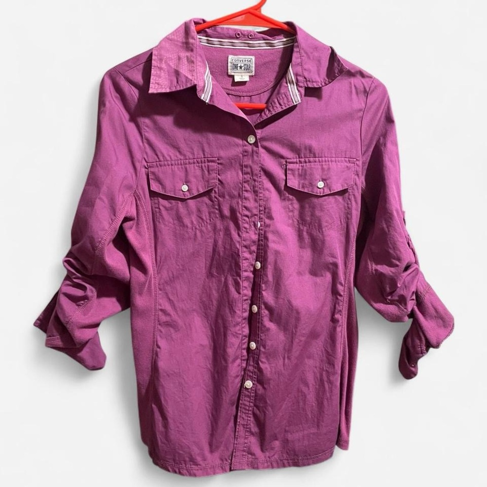 Converse One Star Button-Up Shirt in Magenta